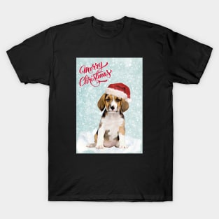 Beagle Puppy Merry Christmas Santa Dog T-Shirt